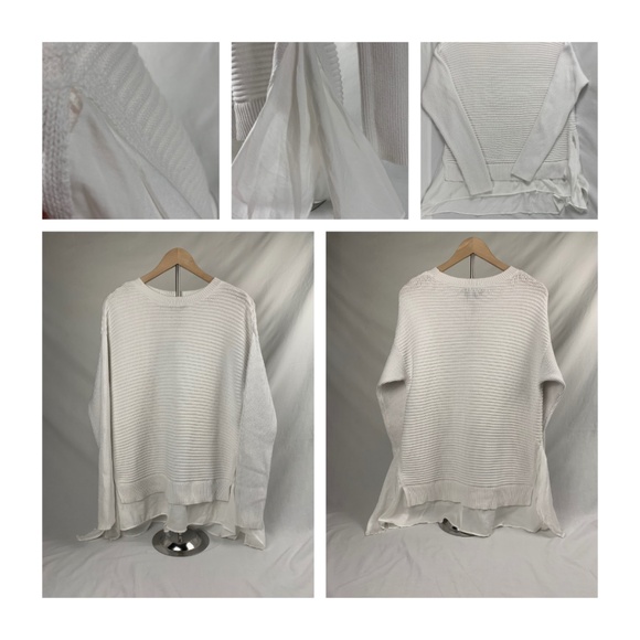 Simply Vera Vera Wang Knit Sweater with Underlay, XL, White - Picture 1 of 8
